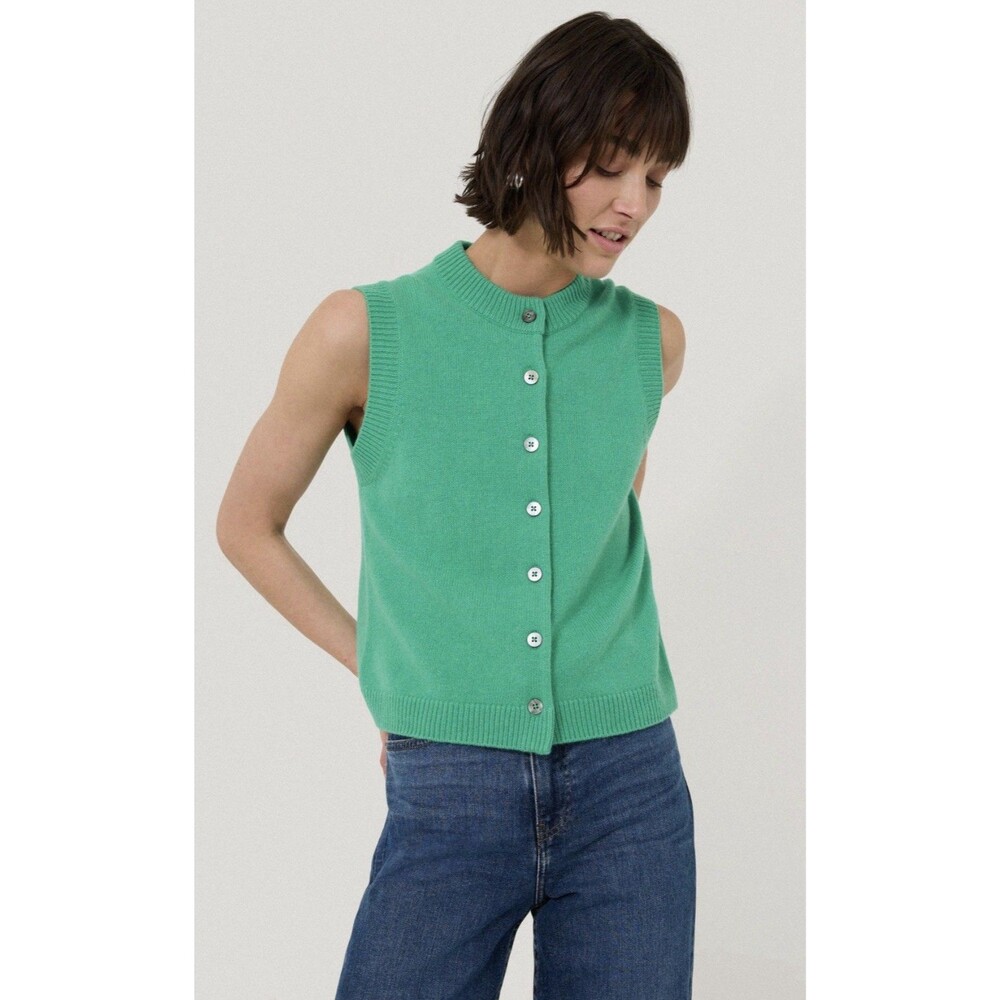 Jigsaw Size XL Womens Green Wool Cashmere Blend Waistcoat Vest - EUC